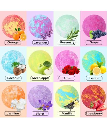 ANGKMA 12-Piece Hand-Made Bubble Bath Bomb Gift Set with Shea Butter & Grape Seed Oil - Ideal for Moisturizing Dry Skin. Perfect Birthday Gift for Women, Girls, and Kids - Buy Online on GoSupps.com