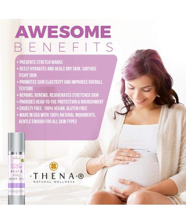 Mother's Glow Organic Belly Oil for Pregnancy - Prevent Stretch Marks & Dry Skin | Best Natural Maternity Care Moisturizer for Expecting Moms - Buy Online on GoSupps.com