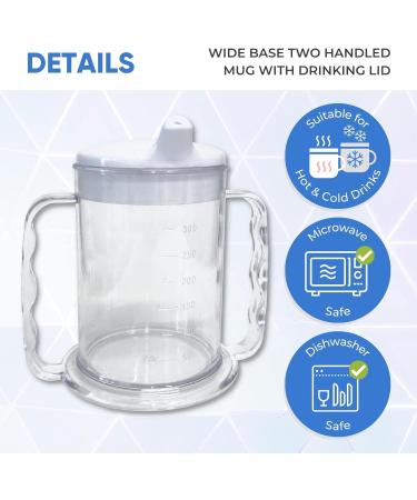 Buy Wide Floor Two Handle Drinking Cups with Lids - 6 Pieces | Ideal Adult Drinking Aid for Dementia & Arthritis | Easy Grip Mugs - Buy Online on GoSupps.com