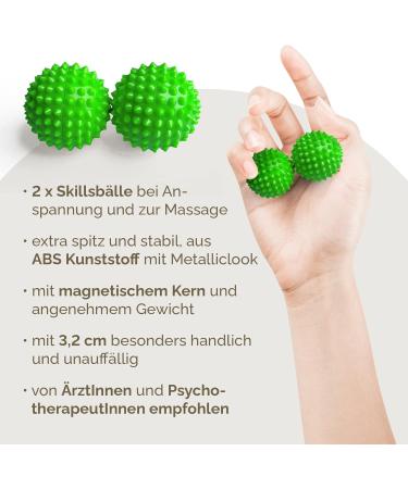 2x DBT Skills Hedgehog Balls - Magnetic Acupressure Stress Relief & Massage - Green Matt 32mm for Tension Relief Mobility & Concentration - Buy Online on GoSupps.com