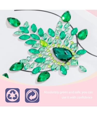 Green and White Self Adhesive Breast Gems - 2 Set Festival Jewels for Women - Buy Online on GoSupps.com