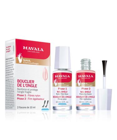 Mavala Nail Shield 2 Count Phase 1 & 2 Clear Nail Polish Top Coat Nail Strengthener Nail Growth & Nail Hardener Treatment Nail Care and Repair for Brittle or Split Nails