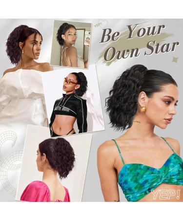 BARSDAR 30cm Short Wavy Ponytail Extension - Claw Clip Multi-Layered Synthetic Hair Piece for Women (Black & Brown) - Buy Online on GoSupps.com