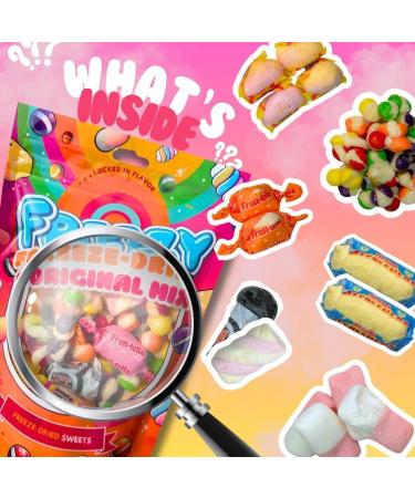 FREEZY FREEZE-DRIED Freezy Freeze Dried Sweets Bundle Original Mix (Pack of 2) Sour Bites includes Original Skittles & Squishes Refresher Candy Fruittella & Fruit Salad Bites Blue Jacks & Marshmallows 120 gms each - Buy Online on GoSupps.com