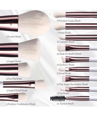Travel Makeup Brush Set - 14 Small Make up Brush Sets for Women Makeup Brush Kit with LED Cosmetic Brush Set with Storage Box Portable Beauty Brush Set for Girls Womens White - Buy Online on GoSupps.com