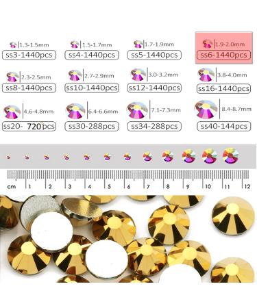Dowarm 1440 Pieces SS6 Flatback Rhinestones 2MM Mini Flatback Nail Crystal Rhinestones for Craft Nails Dance Costumes Flat Back Nail Crystals Non Hotfix Rhinestones (SS6 / 2MM Bright Gold) - Buy Online on GoSupps.com