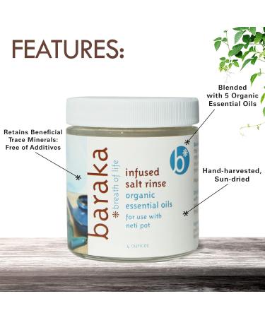 Baraka Infused Sea Salt - Essential Oil Neti Pot Salt for Sinus Rinse - 4 oz - Buy Online on GoSupps.com