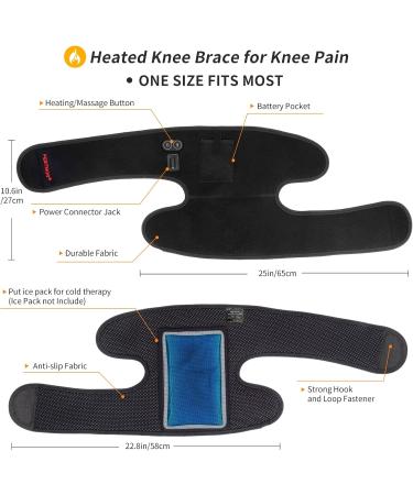 Heated Knee Pad with Massager | Knee Heating Pad for Pain Relief & Arthritis | Premium Knee Brace Wrap for Men & Women - Buy Online on GoSupps.com