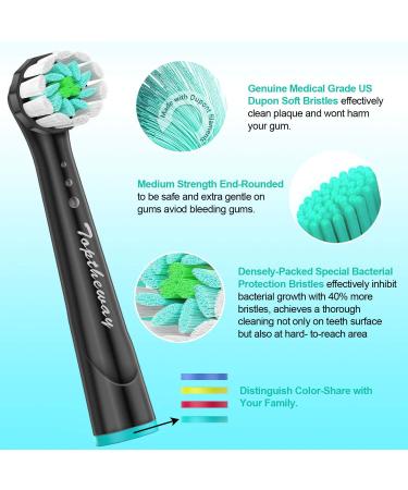Toptheway Replacement Toothbrush Heads Compatible with Oral B Braun - 16 Pack, Black - Buy Online on GoSupps.com