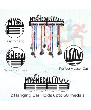 Sehaz Artworks Black Medal Hanger Display - Holds up to 40 Medals | Race Medal Holder Case for Running & Marathon | Medal Rack - Buy Online on GoSupps.com