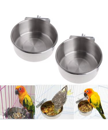 2Pcs Parrot Food Water Bowls Bird Feeding Dish Cups Set Stainless Steel Pet Hanging Bowl Bird Cage Water Bowl with Clamp for Small Animal Parrot Cockatiel Conure Budgies Parakeet Lovebird Chinchilla - Buy Online on GoSupps.com