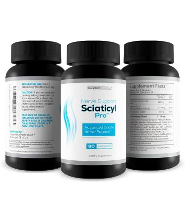 Nerve Support Sciaticyl Pro - Improved Formula - Our Best Sciatic Nerve Supplement Swelling Support - Healthy Nerve Flow For Neuropathy - Nervous System Support - Sciaticyle Nerve Repair Supplement - Buy Online on GoSupps.com