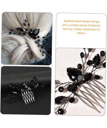 DOITOOL Black Crystal Hair Accessories Rhinestone Leaf Hair Comb Bridal Hair Clip Hair Comb for Women Hair Gems for Women Black Hair Clips Vintage Hair Accessories Decor Alloy Miss Wedding - Buy Online on GoSupps.com