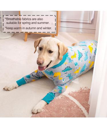 YeaPeeto One-Divider Pajamas for Dogs | Relaxation Allergy & Wound Protection | Cone Alternative for Large & Medium Dog Breeds (4XL Dinosaurs) - Buy Online on GoSupps.com
