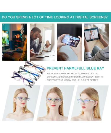 EYEURL Cat Eye Reading Glasses for Women - 3 Pack Blue Light Blocking Stylish Eyeglasses (2.75) in Brown Green & Purple - Buy Online on GoSupps.com