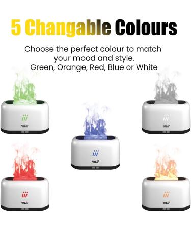 Think Gizmos 180ml Colour Changing Flame Humidifier Essential Oil Diffuser - Super Quiet & Portable - Ideal for Home, Office, Yoga, Spa - 10hr Run-Time - White - Buy Online on GoSupps.com