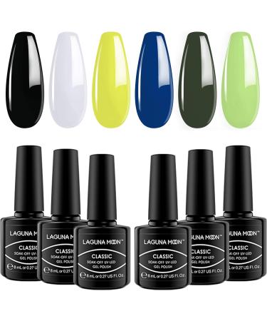 LagunaMoon Neon Gel Nail Polish Set - 6 Vibrant Colors for Salon-Quality DIY Nails - UV/LED Soak Off Lacquer Kit for Manicure & Pedicure - Greener Pastures Collection - Buy Online on GoSupps.com