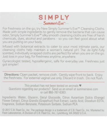 Summer's Eve Mandarin Blossom Cleansing Cloth - 14 Count - Buy Online on GoSupps.com