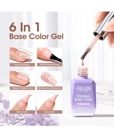 Gellen 18ml Rubber Base Nail Gel Soak off UV LED Base Coat Bare Brown Color Gel Nail Polish No Wipe Strengthener Builder Gel Long Lasting Shine & Repair Base Coat Bare Brown With Glitter - Buy Online on GoSupps.com