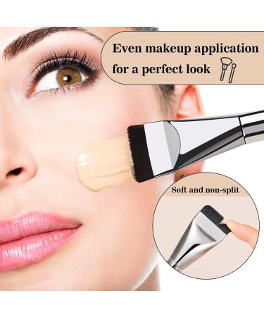 2-Piece Silvery Foundation Brush Set | Flat & Powder Brush for Liquid & Concealer | Perfect Gift for Women & Girls - Buy Online on GoSupps.com
