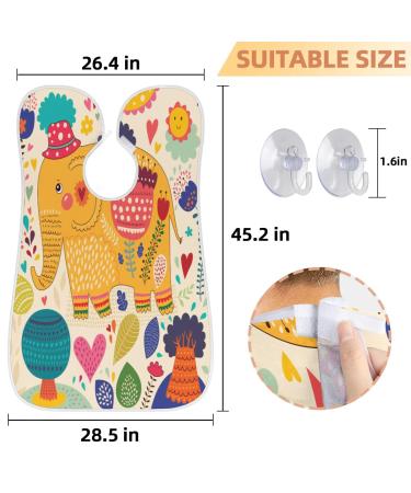 Elephant Flower Pattern Beard Bib Apron | Waterproof Hair Catcher for Men | Non-Stick Grooming Cloth with Suction Cups | Perfect Gifts for Men - Buy Online on GoSupps.com