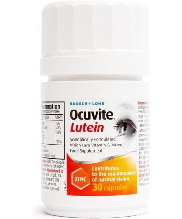 Ocuvite Lutein Supplement by Bausch + Lomb | Lutein with Zinc, Copper, Vitamin C & E | 30 Count Capsules - Buy Online on GoSupps.com