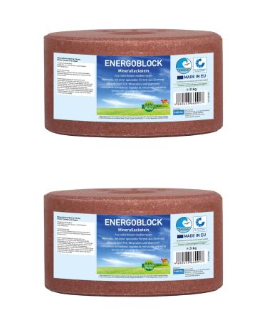 Imima mineral lick horse Energy block Salzleckstein set 2 x 3kg - salt licks for horses sheep goats wild and beef - salt licking stone mineral stone 6 kg (1 Pack)