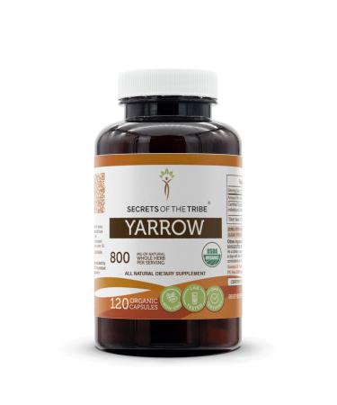 Secrets of the Tribe Yarrow USDA Organic | Made with Vegetarian Capsules and Certified Organic Yarrow (Achillea millefolium) Dried Leaf and Flower (120 Capsules) 120 Count (Pack of 1)