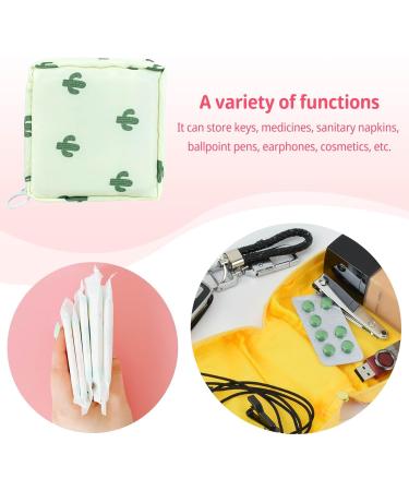 Sanitary Napkin Storage Bag & Menstrual Cup Pouch - White Cactus Design - Buy Online on GoSupps.com