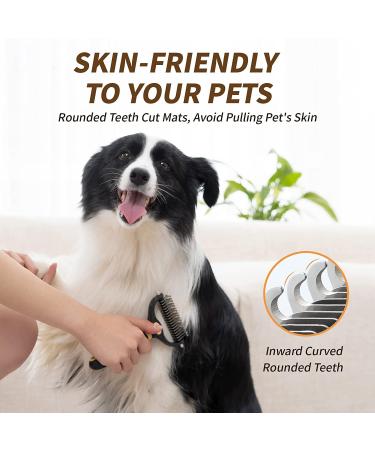 Vigime 2-Page Undercoat Rake | Dog & Cat Brush for Easy Hair Removal | Safe Mat & Matter Remover (Orange) - Buy Online on GoSupps.com