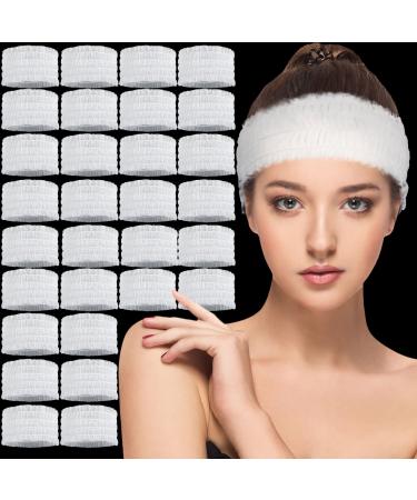 300 Count Disposable Spa Headbands Non Woven Facial Headbands Facial Hair Band Elastic Facial Cloth Stretch Skin Care Makeup Sauna Supplies Individually Packaged for Women Girls