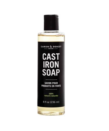 Caron & Doucet - Cast Iron Cleaning Soap | 100% Plant-Based Castile & Coconut Oil Soap | Best for Cleaning, Restoring, Removing Rust and Care Before Seasoning | For Skillets, Pans & Cast Iron Cookware (8 oz) 8oz