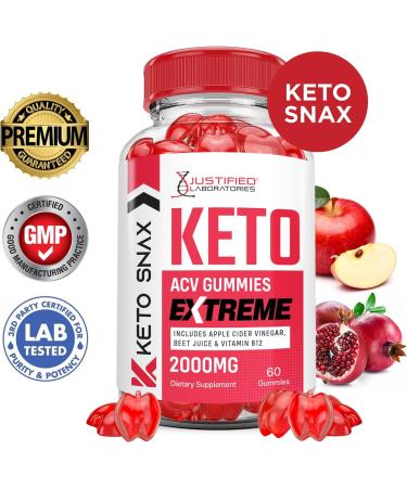 Buy (3 Pack) Keto Snax ACV Gummies - 2000MG Apple Cider Vinegar with Pomegranate & Beet Juice | Vegan Non-GMO 180 Gummies - Advanced Keto Formula - Buy Online on GoSupps.com