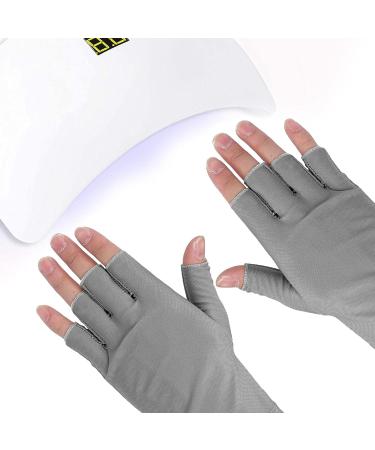 Professional 1 Pair UV Gloves For Nails Art Light Protection Gel Polish Manicure Care Fingerless Moisturizing Hand Protector Manicure Tools (Grey) - Buy Online on GoSupps.com