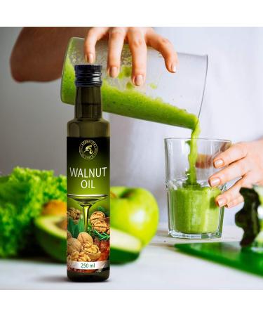 Walnut Oil 250ml - Natural Cold Pressed - USA Glass Bottle for Healthy Cooking Salad Dressings Sauces & More - Buy Online on GoSupps.com
