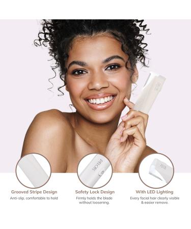 PELCAS Electric Dermaplaning Tool with LED Light - Mini Facial Razor for Painless Hair Removal at Home - 3 Speeds & 6 Blades for Women - Buy Online on GoSupps.com