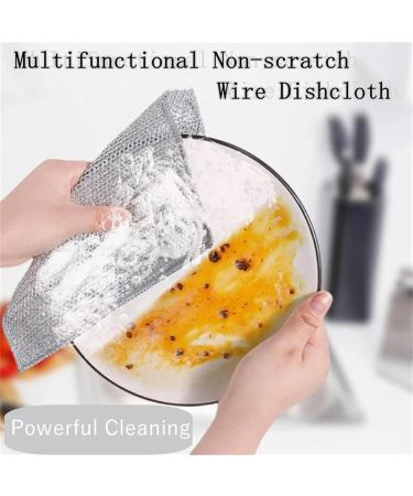 Plushzen Dish Cloths Plushzen Multifunctional Non-Scratch Wire Dishcloth Multipurpose Double Layer Wire Dishwashing Rags for Wet and Dry (5 PCS) - Buy Online on GoSupps.com