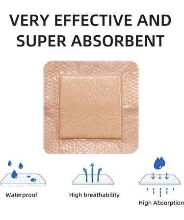 Buy Silicone Foam Dressings - 4x4 Waterproof Adhesive Wound Bandage for Bedsore Care | High Absorbency Painless Removal - 5 Pack - Buy Online on GoSupps.com