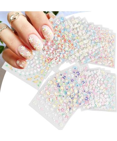 30 Sheets 3D Flower Nail Art Stickers - Colorful Floral Decals for Acrylic Nails | Cute Rose Daisy & Cherry Blossom Designs - Buy Online on GoSupps.com