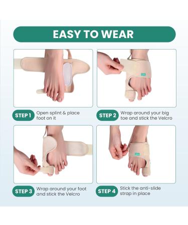 Welnove Bunion Corrector for Men & Women - Adjustable Bunion Splint Brace with Gel Pads - Pain Relief & Toe Straightener - Non-slip Strap Beige - Buy Online on GoSupps.com
