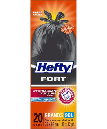 Hefty Garbage Bags Strong Large 90 Litres Black Easy Flaps Arm & Hammer odour neutralizer 20 Bags 20 count (Pack of 1) Black Garbage - Buy Online on GoSupps.com