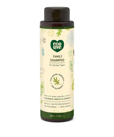 ecoLove - Natural Shampoo for All Hair Types - With Organic Cucumber Extract - No SLS or Parabens - Safe for Kids 6 Months and Older - Vegan and Cruelty-Free, 17.6 oz