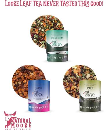 Natural Moose | Premium Loose-Leaf Tea | Rocky Mountain Bundle | Jasper Lake Louise and Banff | 3 x 100g Rocky Mountain | Herbs and Berries 3pcs - Buy Online on GoSupps.com