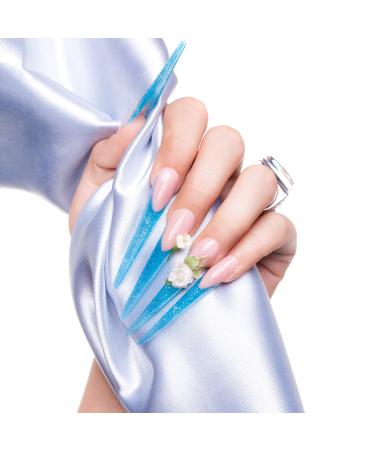 180 Extra Long Stiletto False Nails Tips Set with Files - Clear | DIY Manicure Salon Practice Kit - Buy Online on GoSupps.com