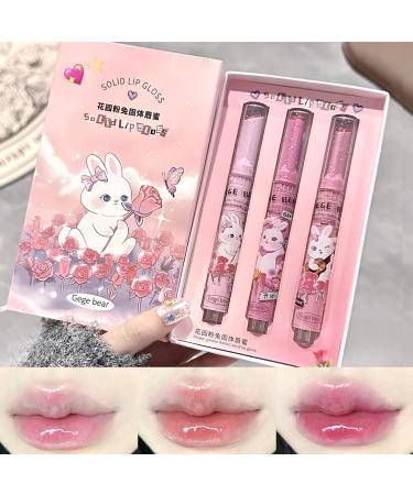 Mrettick 3 Colors Jelly Lipstick Tinted Lip Gloss Heart Shape Lip Stain Mirror Hydrating Jelly Love Lipstick Long Lasting Moisturizing Tinted Lip Balm Non-sticky (B)