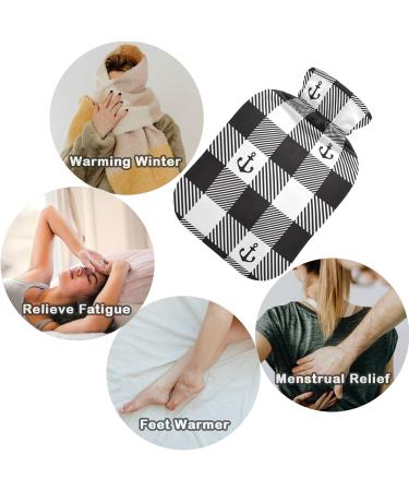 Buy NAANLE Black and White Plaid Anchor Hot Water Bottle - 1L Transparent Pain Relief & Warmth for Bed Hands & Feet Cozy Heat & Cold Therapy Solution - Buy Online on GoSupps.com