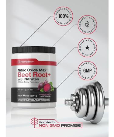Horbäach Nitric Oxide Beet Root Powder - 16 oz (454g) - Vegan Non-GMO Gluten Free Mixed Berry Flavor Supplement for Enhanced Performance - Buy Online on GoSupps.com