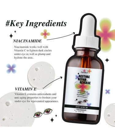 Purchase USA-Made Natural Peptide Retinol Niacinamide Eye Serum | Anti-Aging Brightening Firming Under Eye Care 1oz/30ml - Buy Online on GoSupps.com