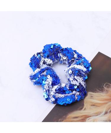 Amosfun Sparkly Glitter Sequin Hair Scrunchies Ponytail Holder Elastic Hair Bands Hair Ties Hair Accessories for Girls Women (Blue) - Buy Online on GoSupps.com