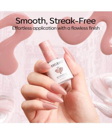 Modelones Gel Nail Polish Kit with UV Light 4 Colors Base & Top Coat Stickers Milky White Nude Pink Glitter Fall Manicure Set DIY Home Nail Art Gift for Women - Buy Online on GoSupps.com